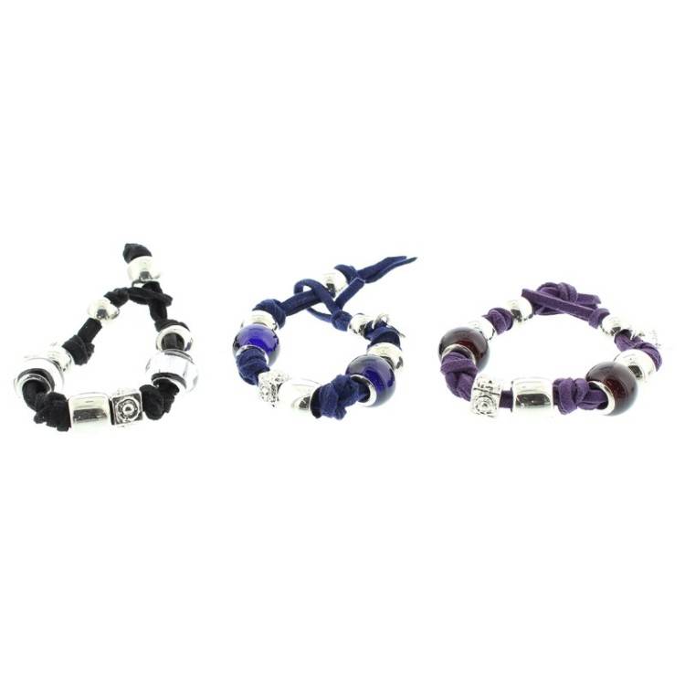 SUEDE BRACELET WITH METAL GLASS BEADS 2