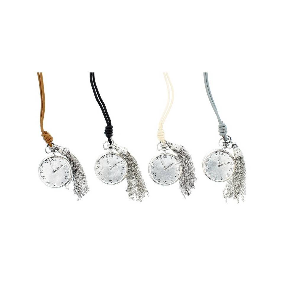 LONG NECKLACE METAL PENDANT WITH FRINGES