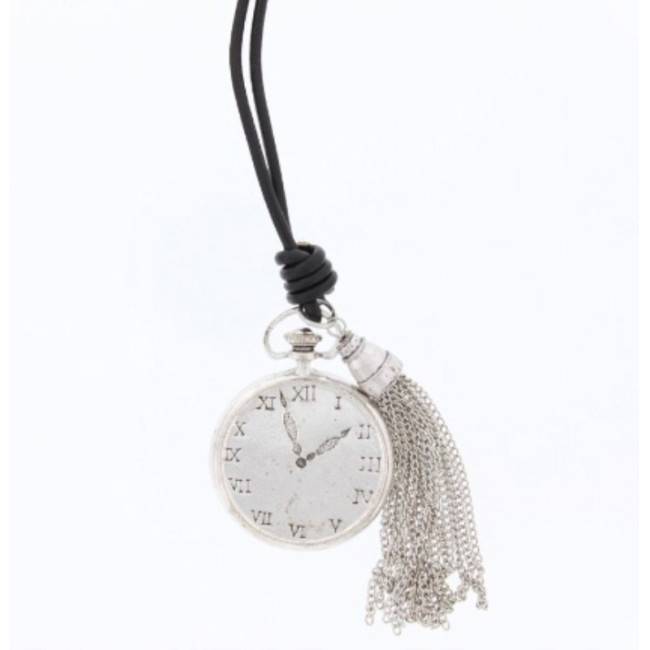 LONG NECKLACE METAL PENDANT WITH FRINGES