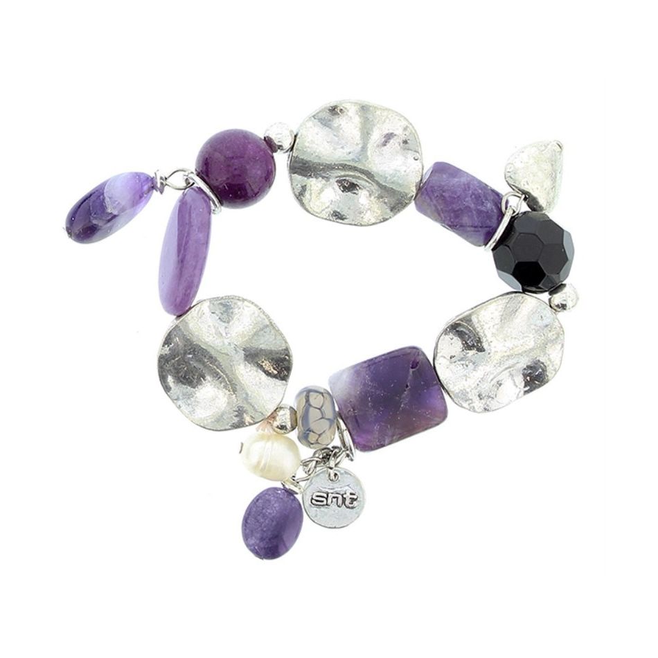 PULSERA CUENTAS METAL PIEDRAS