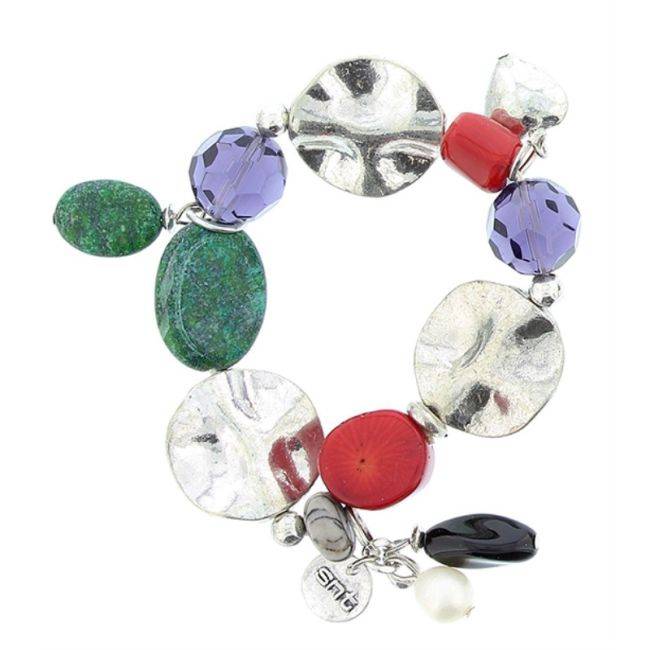 PULSERA CUENTAS METAL PIEDRAS
