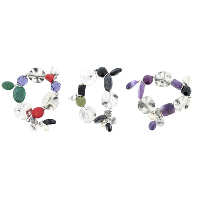 PULSERA CUENTAS METAL PIEDRAS