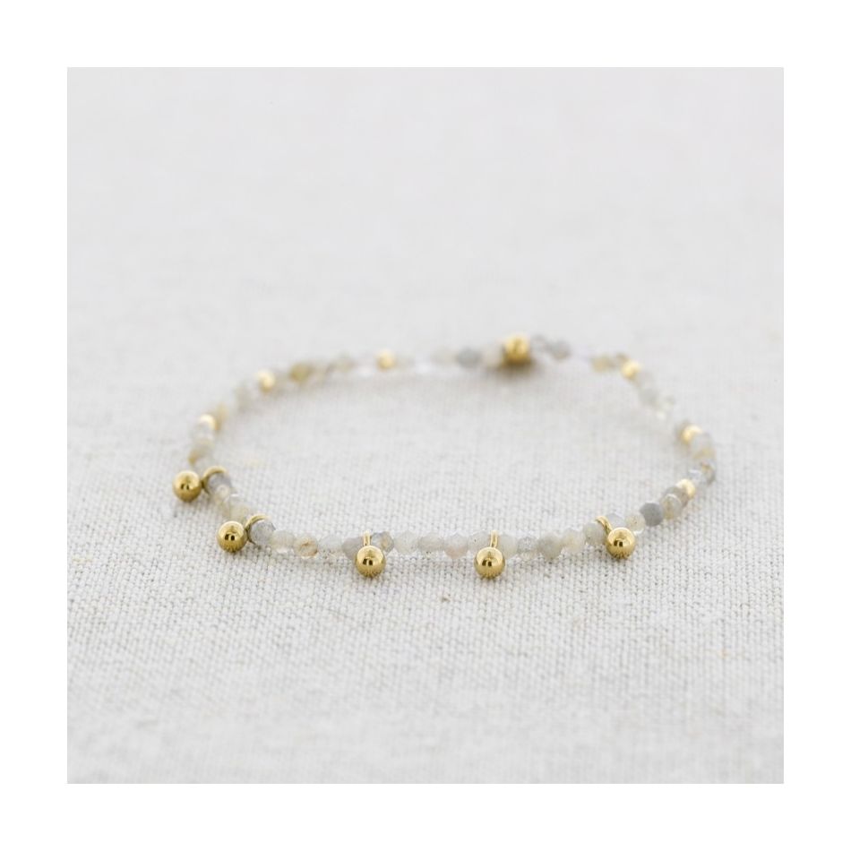 ELASTIC STEEL BRACELET WITH BALLS STONES