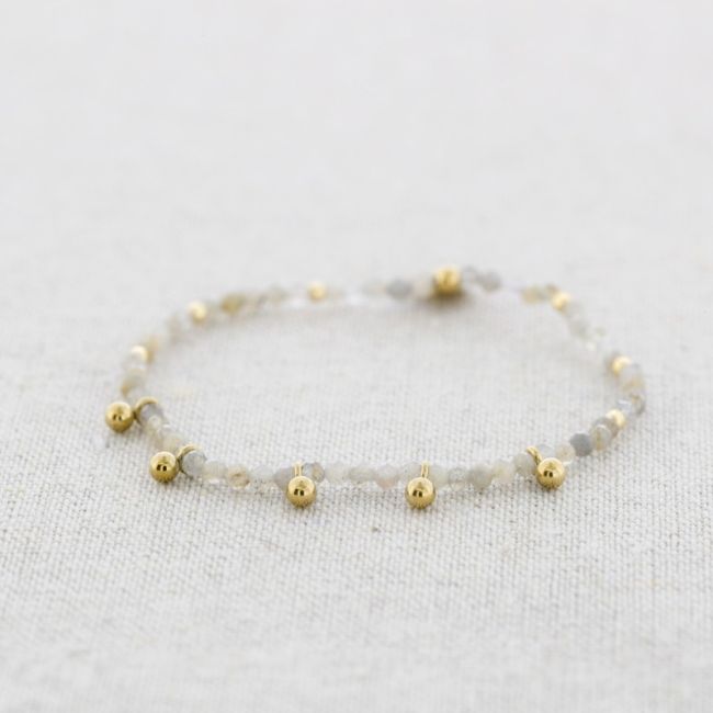 ELASTIC STEEL BRACELET WITH BALLS STONES
