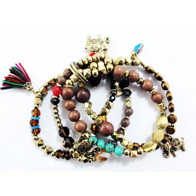 PULSERA 4 TIRAS CUENTAS