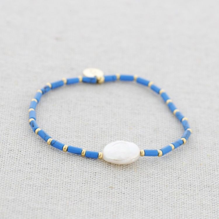 PULSERA ACERO ELÁSTICA PIEDRAS PERLA CULTIVADA
