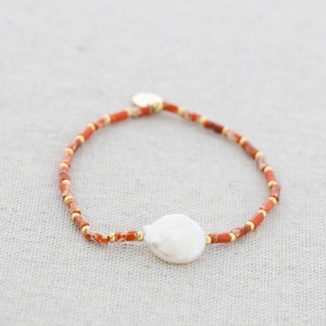 PULSERA ACERO ELÁSTICA PIEDRAS PERLA CULTIVADA