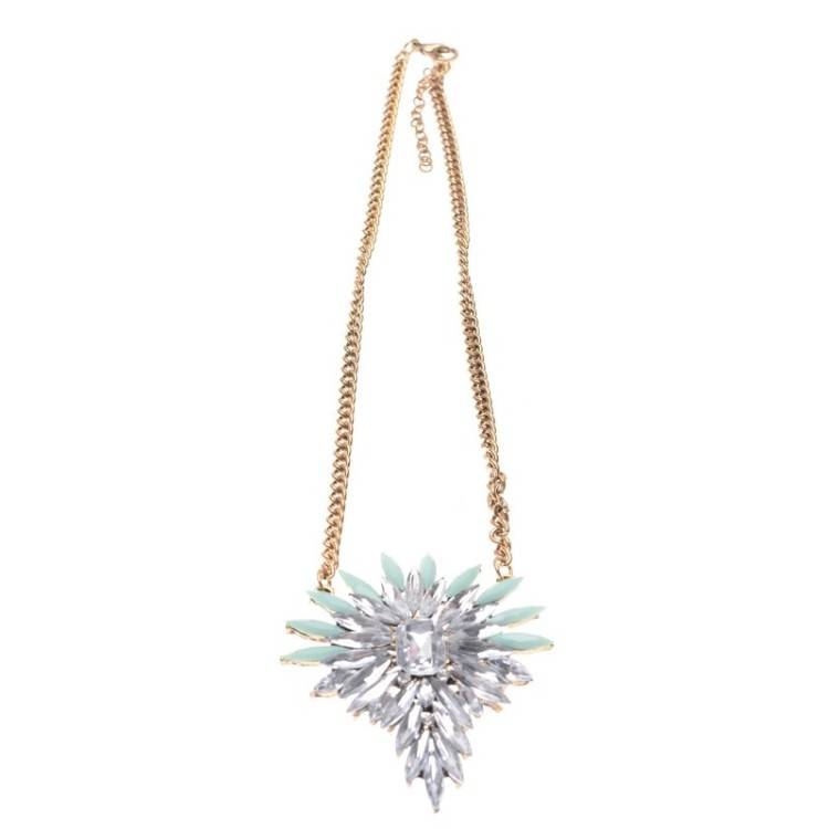 METAL SHORT NECKLACE WITH ENCRUSTED CRYSTALS