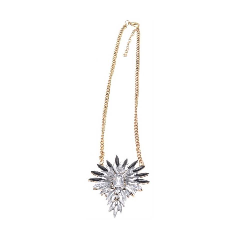 METAL SHORT NECKLACE WITH ENCRUSTED CRYSTALS