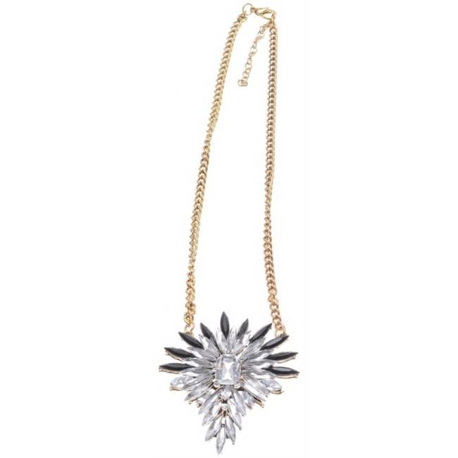 METAL SHORT NECKLACE WITH ENCRUSTED CRYSTALS