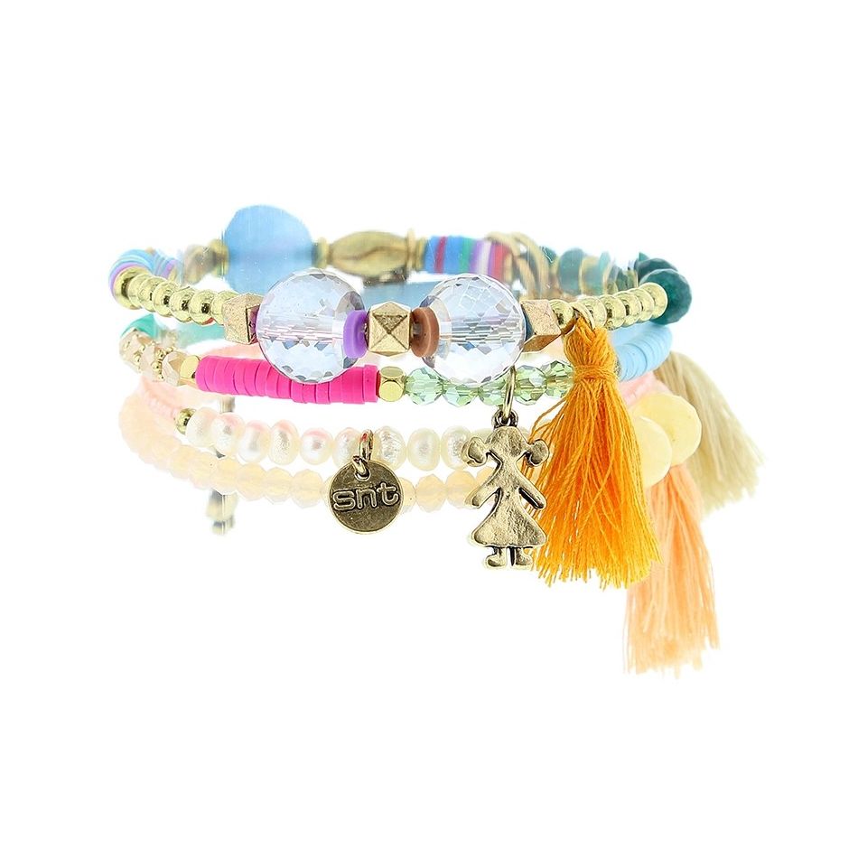 BRACELET 4 STRAPS BEADS