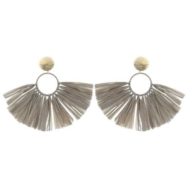 RAFFIA FRINGE EARRINGS