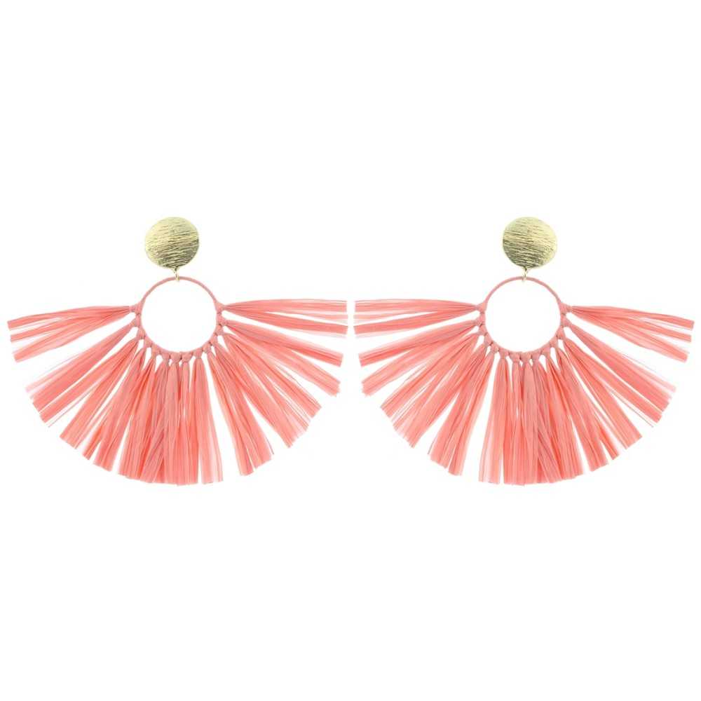 RAFFIA FRINGE EARRINGS