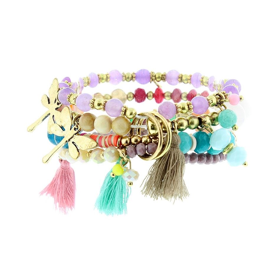 BRACELET 4 STRAPS BEADS