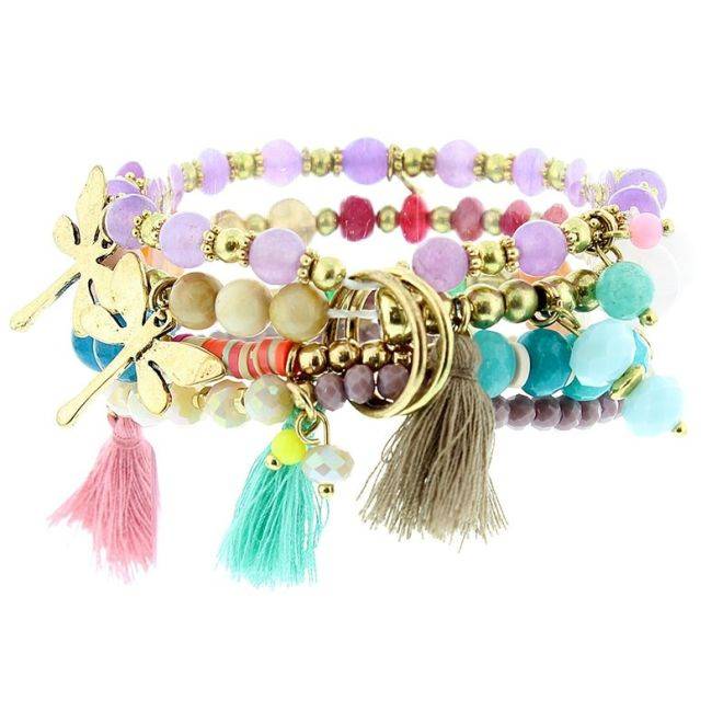 BRACELET 4 STRAPS BEADS