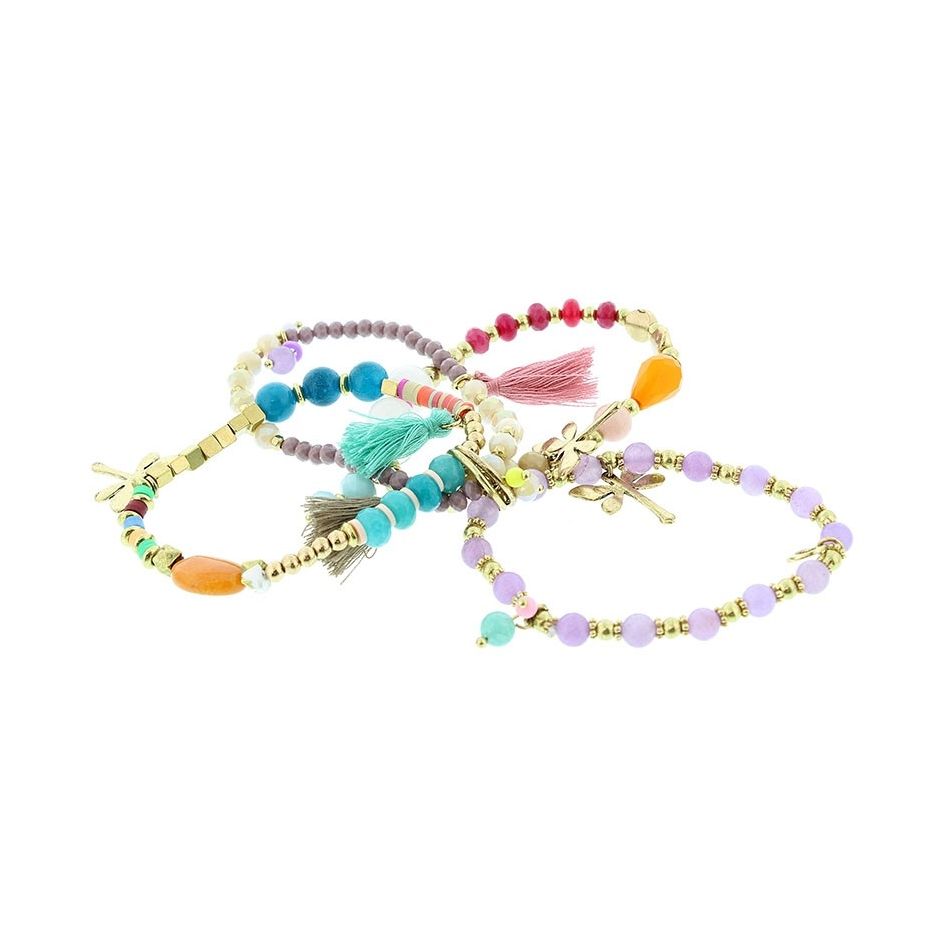 BRACELET 4 STRAPS BEADS