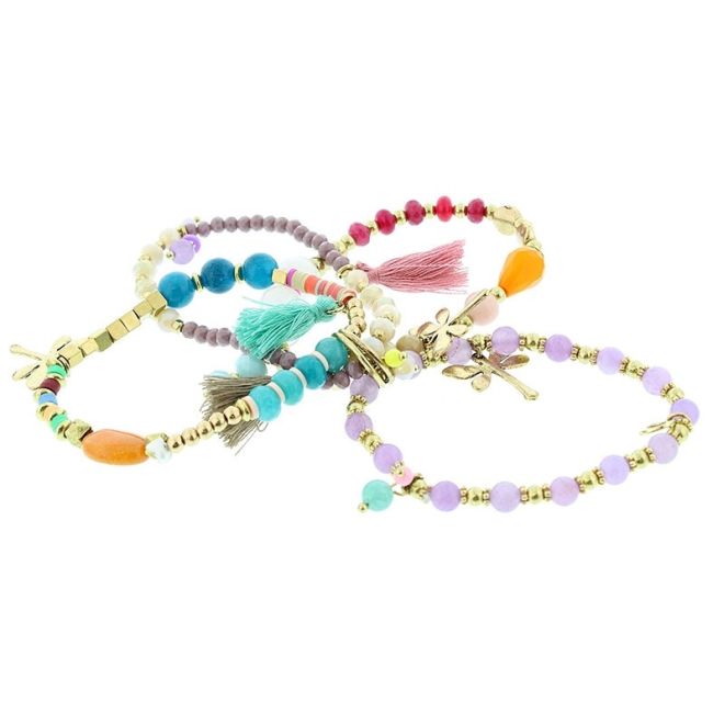 PULSERA 4 TIRAS CUENTAS