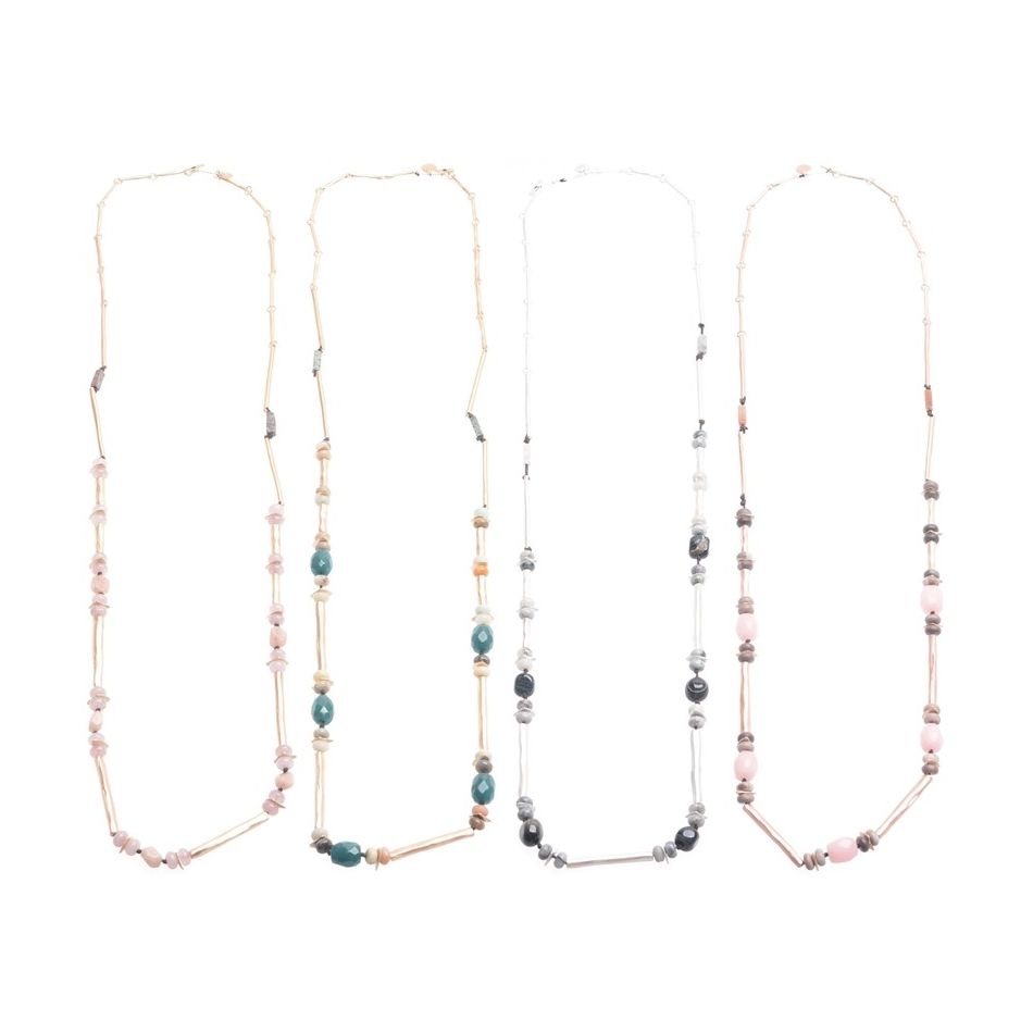 COLLAR LARGO METAL PIEDRAS