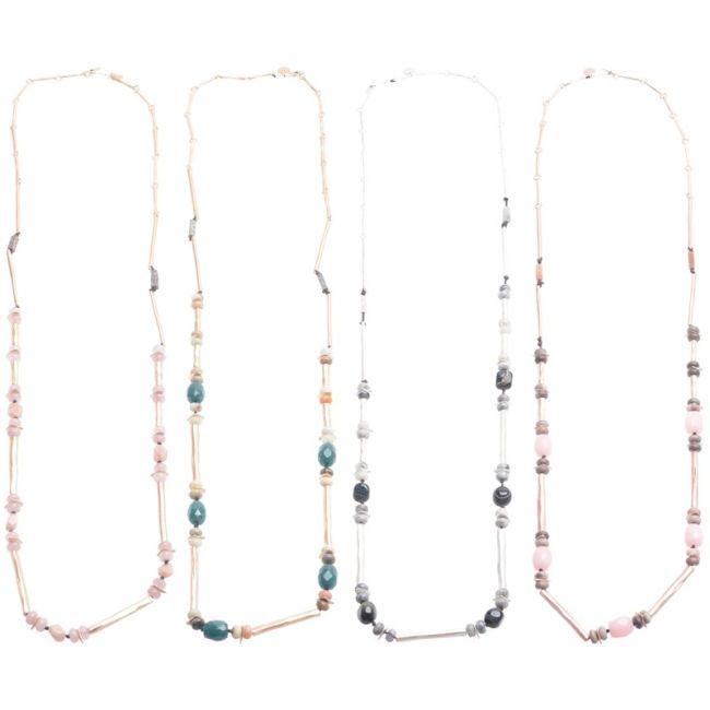 LONG METAL STONE NECKLACE