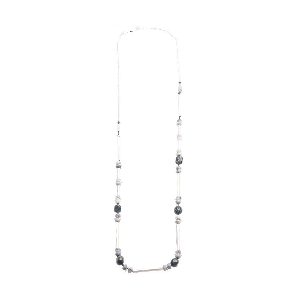 LONG METAL STONE NECKLACE