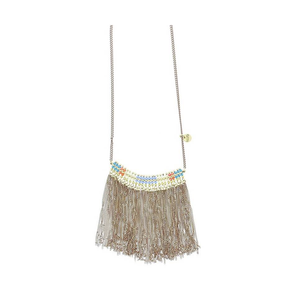 LONG FRINGED PENDANT NECKLACE