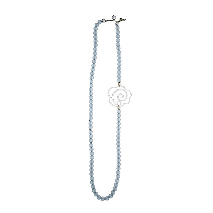 COLLAR CUENTAS RESINA ROSA METAL