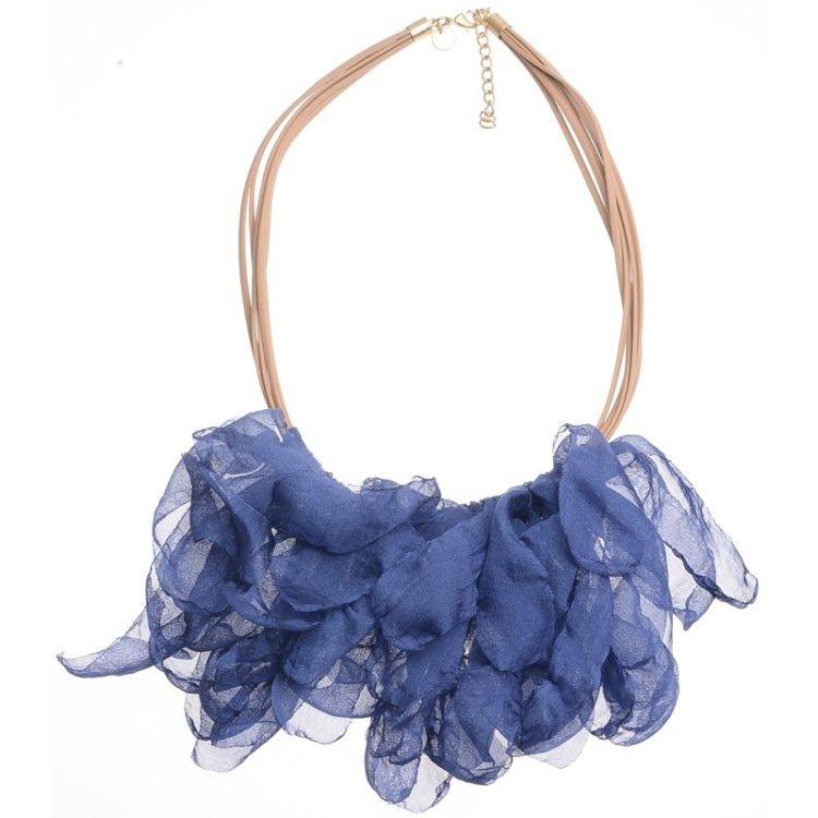 FABRIC LEAVES PENDANT SHORT NECKLACE 2