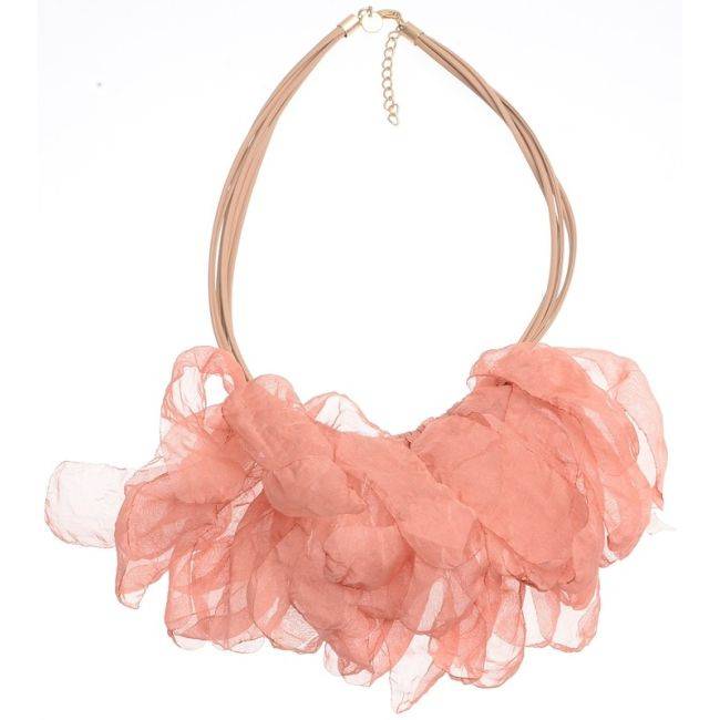 FABRIC LEAVES PENDANT SHORT NECKLACE