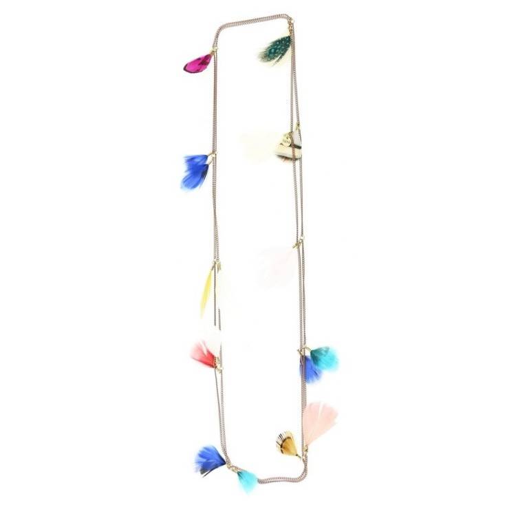 LONG DOUBLE FEATHERS NECKLACE