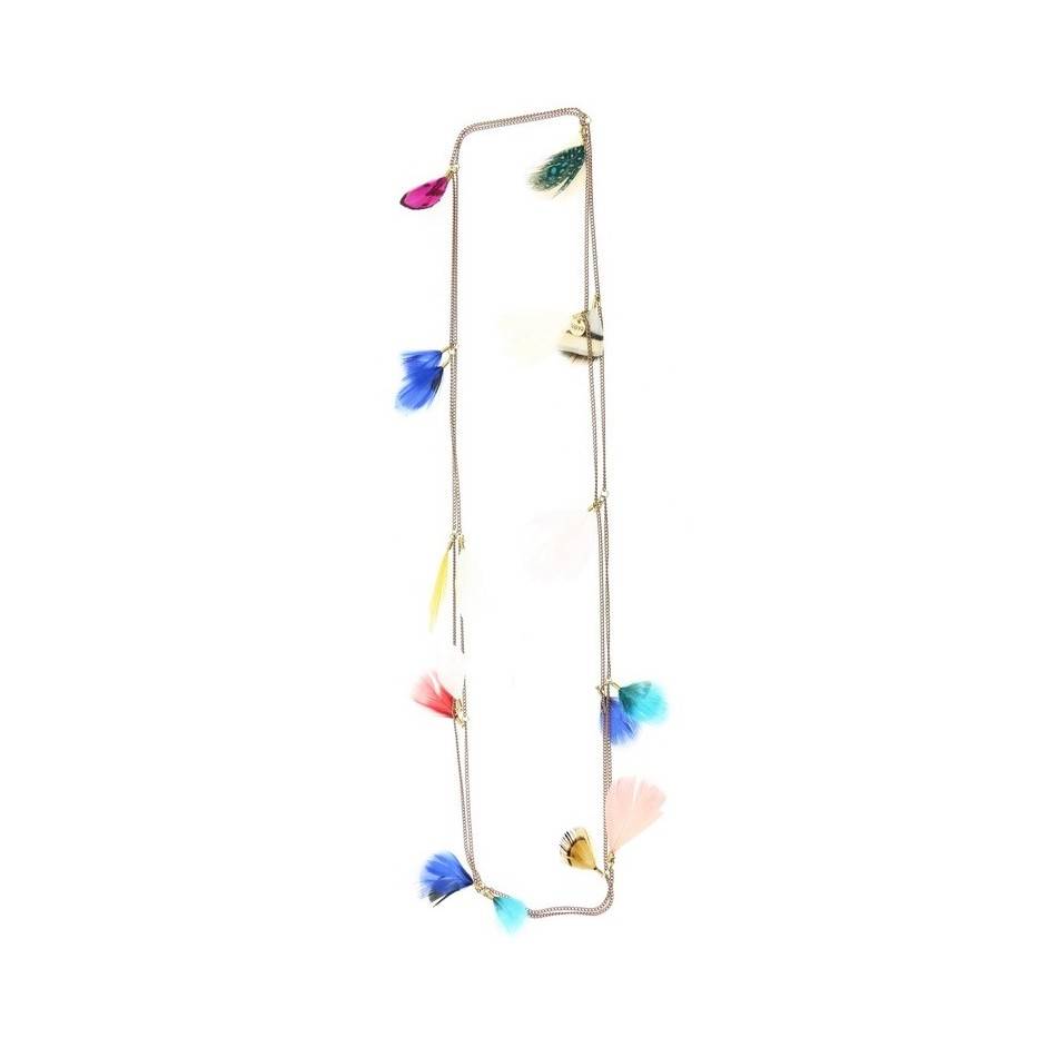 COLLAR LARGO DOBLE PLUMAS