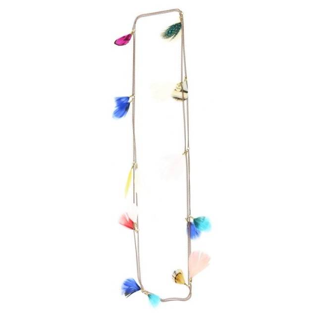 COLLAR LARGO DOBLE PLUMAS