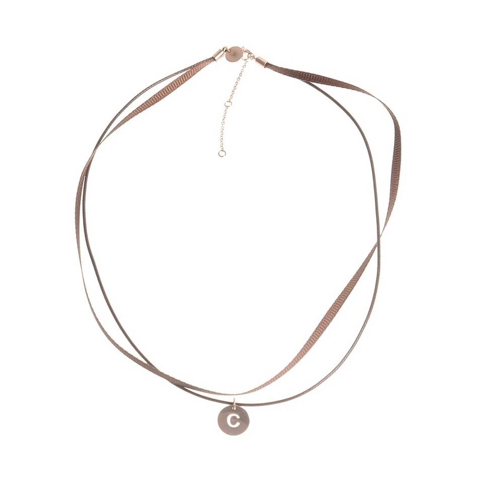 STEEL DOUBLE LETTER SHORT NECKLACE