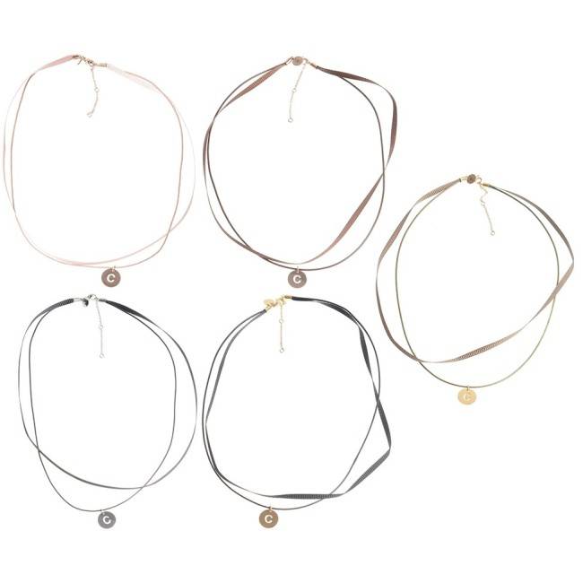 STEEL DOUBLE LETTER SHORT NECKLACE