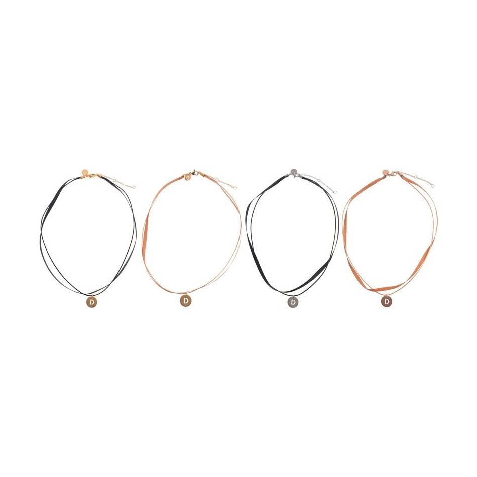 STEEL DOUBLE LETTER SHORT NECKLACE