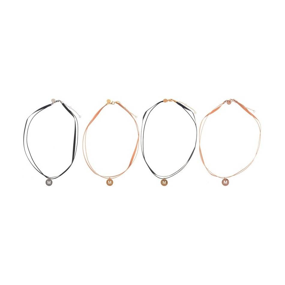 STEEL DOUBLE LETTER SHORT NECKLACE