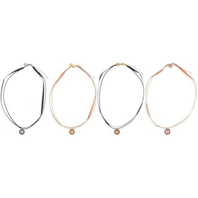 STEEL DOUBLE LETTER SHORT NECKLACE