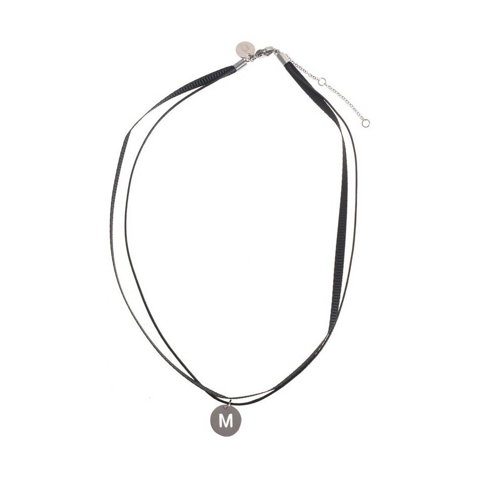 STEEL DOUBLE LETTER SHORT NECKLACE
