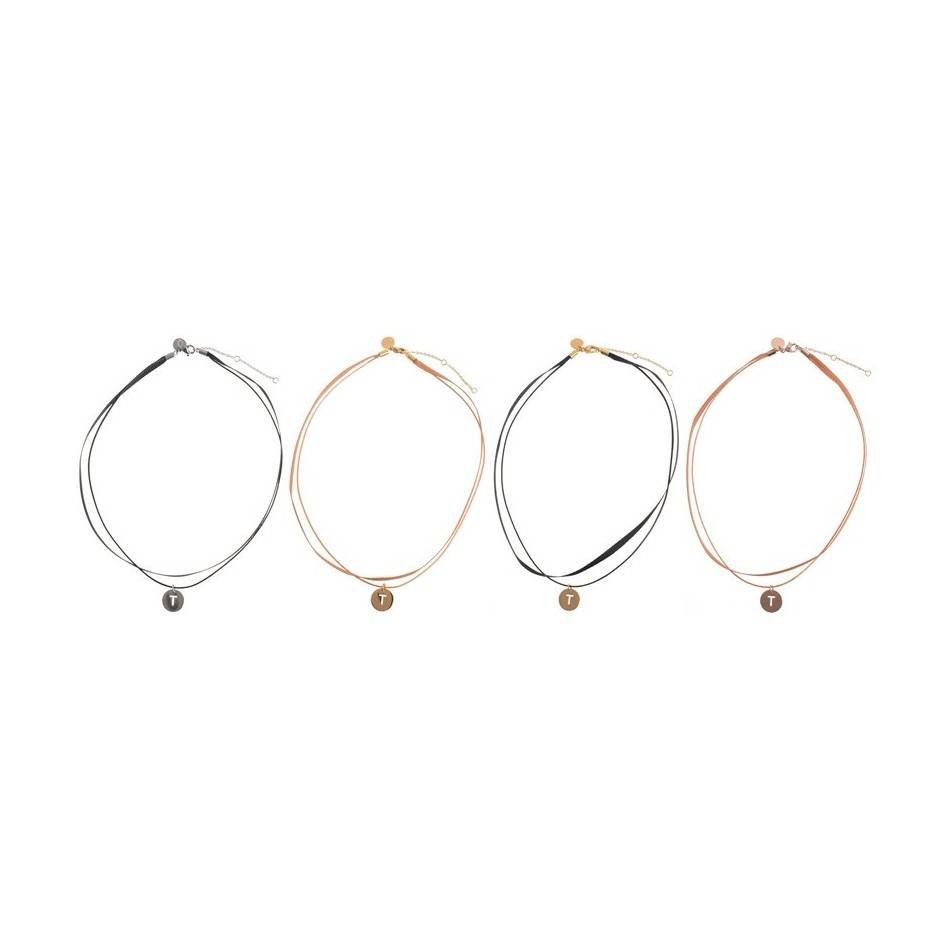 STEEL DOUBLE LETTER SHORT NECKLACE