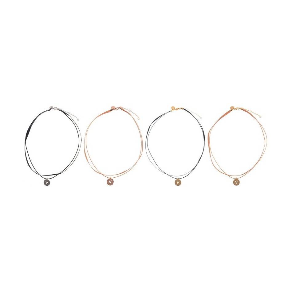 STEEL DOUBLE LETTER SHORT NECKLACE