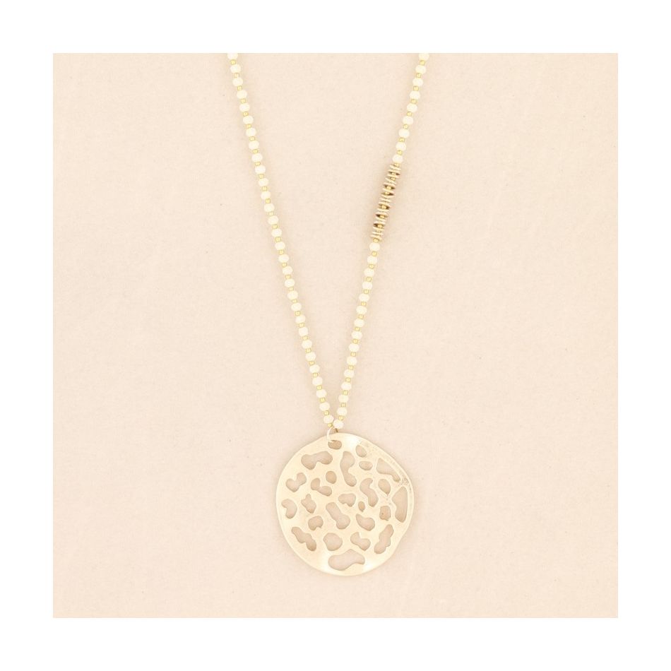 COLLAR LARGO CRISTALES COLGANTE MEDALL METAL