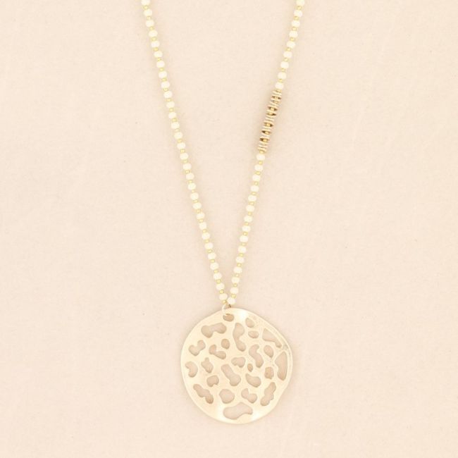 COLLAR LARGO CRISTALES COLGANTE MEDALL METAL