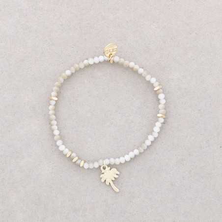 METAL PALM TREE MATT FACETED CRYSTALS BRACELET