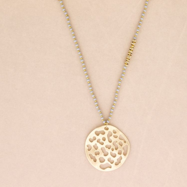 COLLAR LARGO CRISTALES COLGANTE MEDALL METAL 2