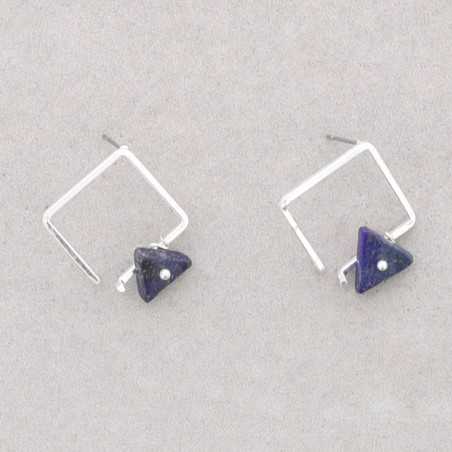 IRREGULAR RHOMBUS EARRINGS WITH TRIANGULAR STONE