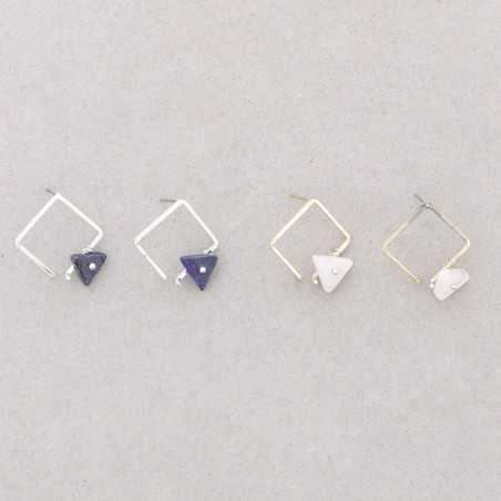 IRREGULAR RHOMBUS EARRINGS WITH TRIANGULAR STONE