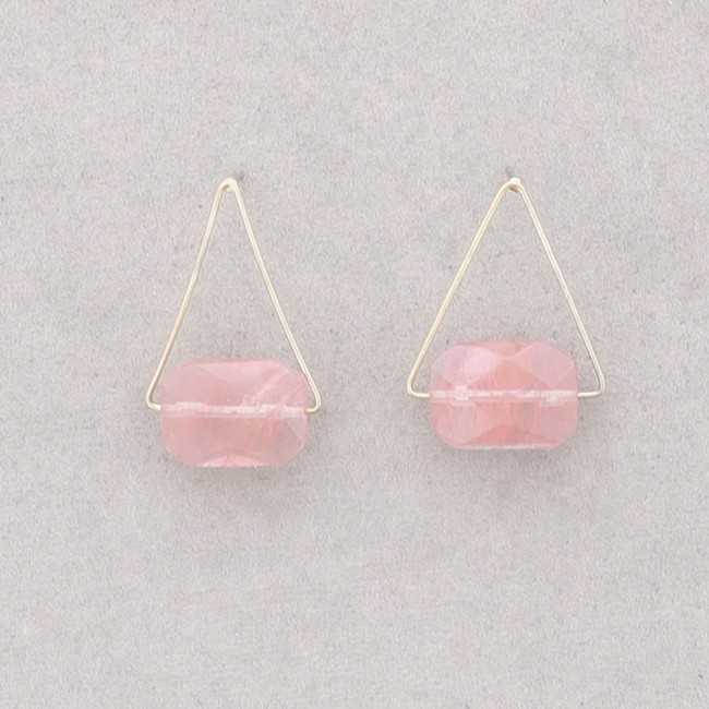 TRIANGULAR EARRINGS WITH FACETED STONE