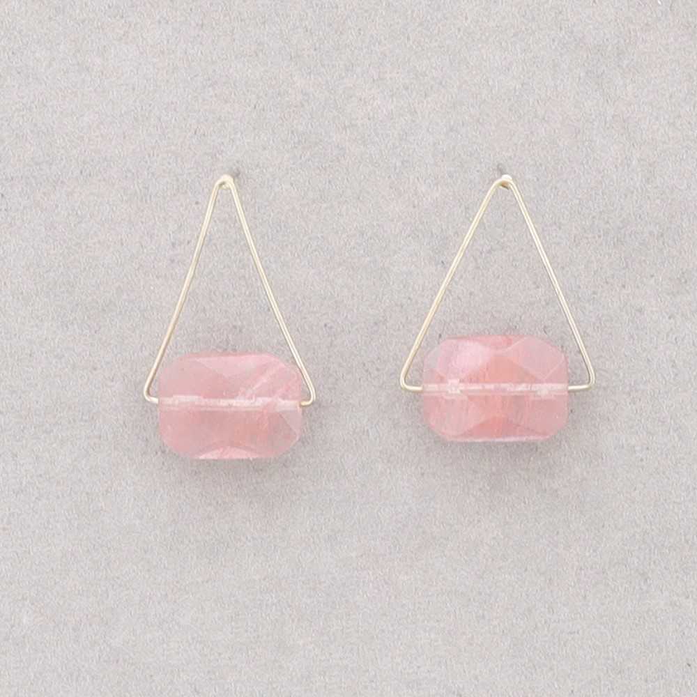 TRIANGULAR EARRINGS WITH FACETED STONE