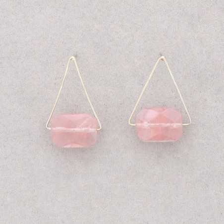 TRIANGULAR EARRINGS WITH FACETED STONE