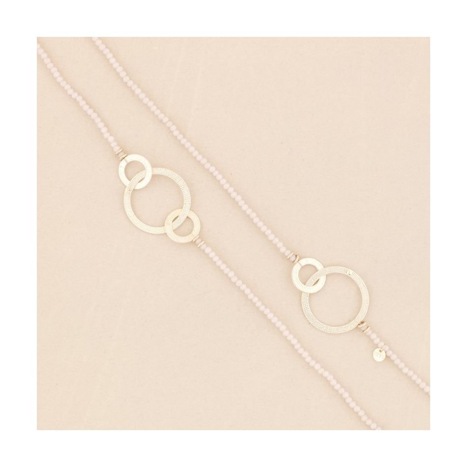 COLLAR LARGO CUENTAS CRISTALES ANILLAS METAL