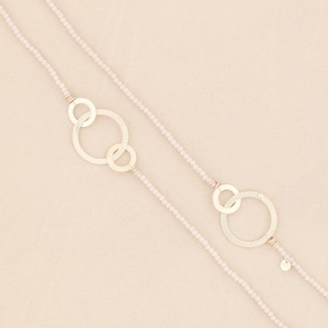 COLLAR LARGO CUENTAS CRISTALES ANILLAS METAL